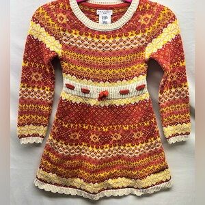 Max Studio Girls Fall Sweater dress XS size 4/5 Cottage core fair isle NWOT fall
